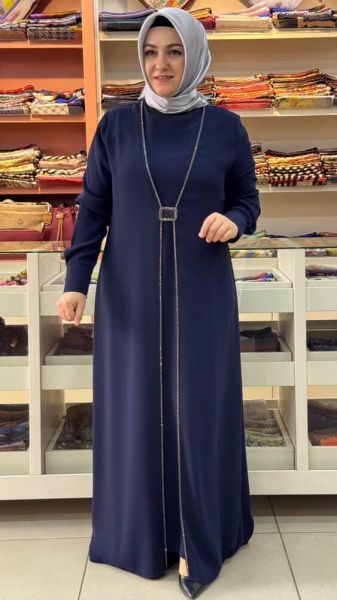 Tokalı Elbise Lacivert/5016