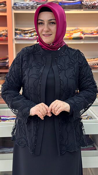 Tül Ceket Detaylı Elbise Siyah/26212