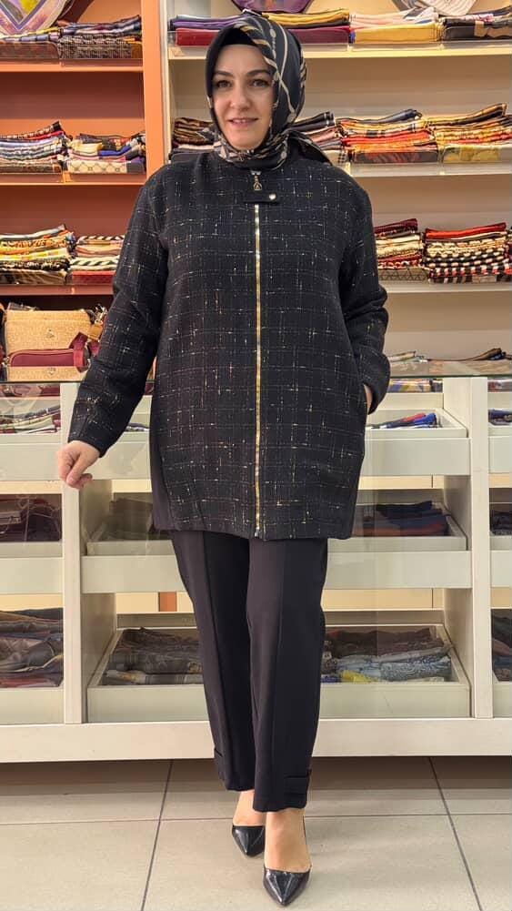 Armine Trend - Tüvit Kumaş Detaylı Takım Siyah/6120