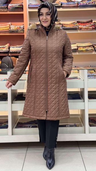 Üçgen Desenli Şişme Kaban Taba/6104