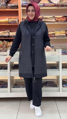 Janset - Üçlü Yelekli Takım Siyah/6203