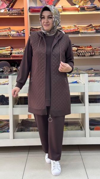 Üçlü Yelekli Takım Kahve/6203