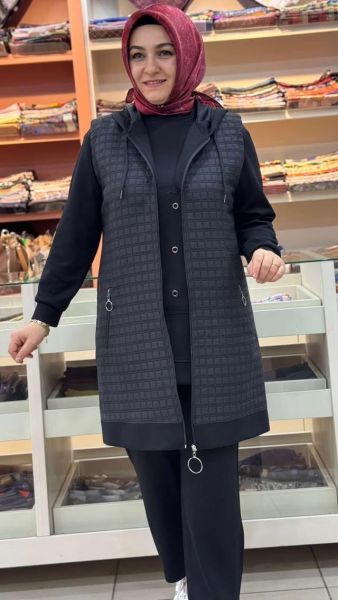 Üçlü Yelekli Takım Siyah/6203