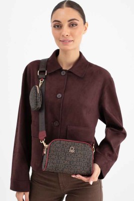 United Colors Of Benetton Çapraz Çanta Kahve-Bordo/1639 - Thumbnail