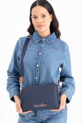 United Colors Of Benetton Çapraz Çanta Lacivert-Camel/BNT_1671 - Thumbnail