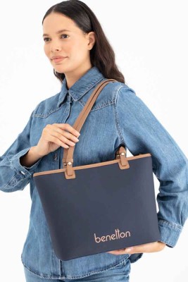 United Colors Of Benetton Kol Çantası Lacivert-Camel/1655 - Thumbnail