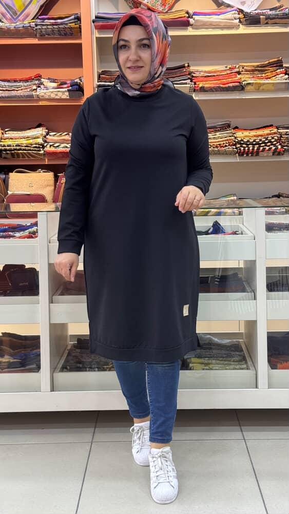 Kado - Uzun Basic Tunik Siyah/7194