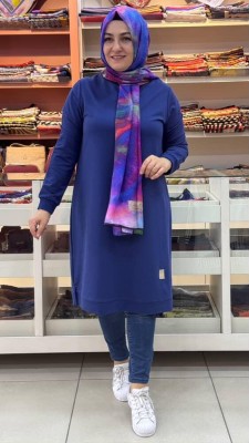 Kado - Uzun Basic Tunik İndigo/7194