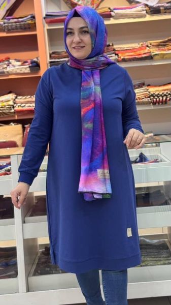 Uzun Basic Tunik İndigo/7194