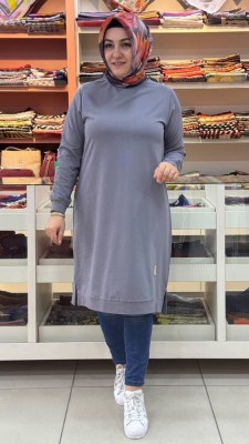 Kado - Uzun Basic Tunik Gri/7194
