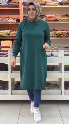 Kado - Uzun Basic Tunik Zümrüt/7194