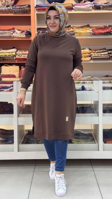 Kado - Uzun Basic Tunik Kahve/7194