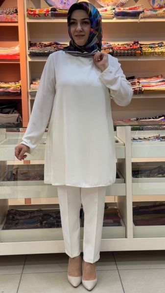 Uzun Kollu İçlik Tunik Ekru / 4036