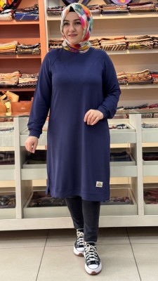 Kado - V Desen Uzun Tunik Lacivert/257212