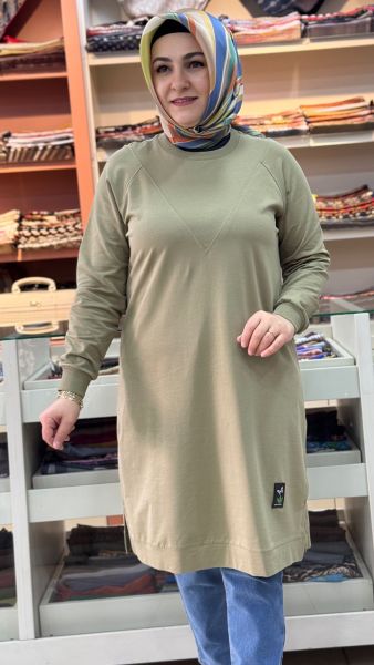 V Desen Uzun Tunik Çağla Yeşili/257212