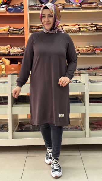 V Desen Uzun Tunik Acı Kahve/257212