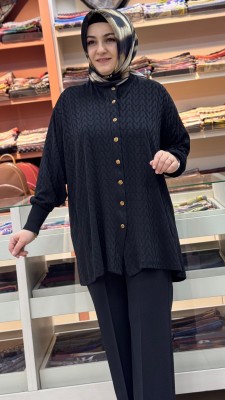 V Desenli Hırka Siyah/257728 - Thumbnail