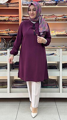 Viskon İpli Spor Tunik Bordo/1398 - Thumbnail