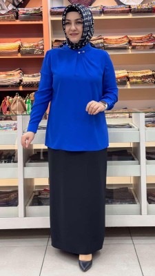 Gaze - Yaka İğneli Gömlek Saks/3044