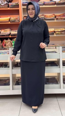 Yaka İğneli Gömlek Siyah/3044 - Thumbnail