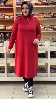 Kado - Yakası Fermuarlı Tunik Kırmızı/257322