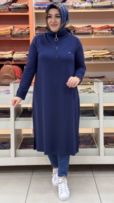 Yakası Fermuarlı Tunik Lacivert/257322 - Thumbnail