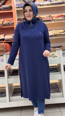 Yakası Fermuarlı Tunik Lacivert/257322 - Thumbnail
