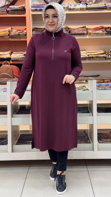 Kado - Yakası Fermuarlı Tunik Bordo/257322