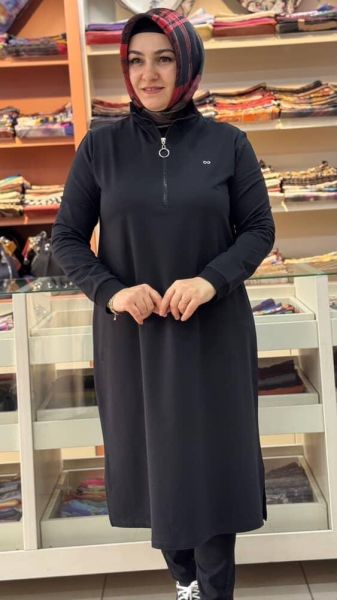 Yakası Fermuarlı Tunik Siyah/257322
