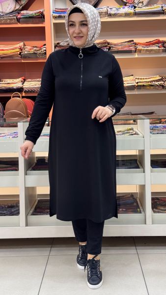 Yakası Fermuarlı Tunik Siyah/257322