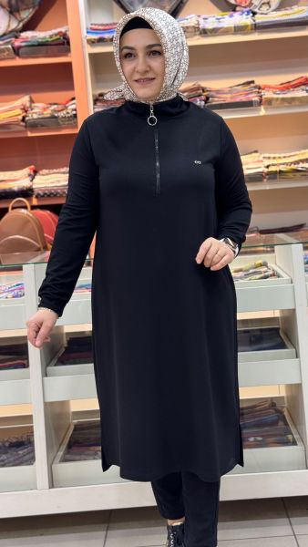 Yakası Fermuarlı Tunik Siyah/257322