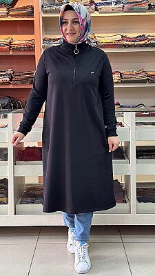 Kado - Yakası Fermuarlı Tunik Siyah/257322 