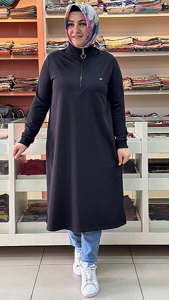Yakası Fermuarlı Tunik Siyah/257322 