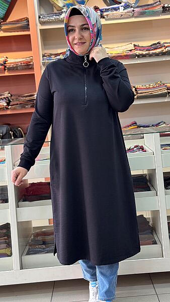 Yakası Fermuarlı Tunik Siyah/257322 