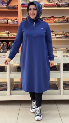 Kado - Yakası Fermuarlı Tunik İndigo/257322