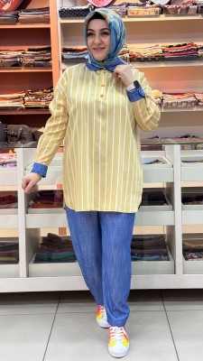 TIĞ TRİKO - Yakası Fırfır Detaylı Takım Sarı/5057