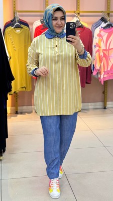 Yakası Fırfır Detaylı Takım Sarı/5057 - Thumbnail