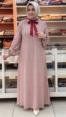 Orhan - Yakası Flar Detaylı Elbise Marsala/1842