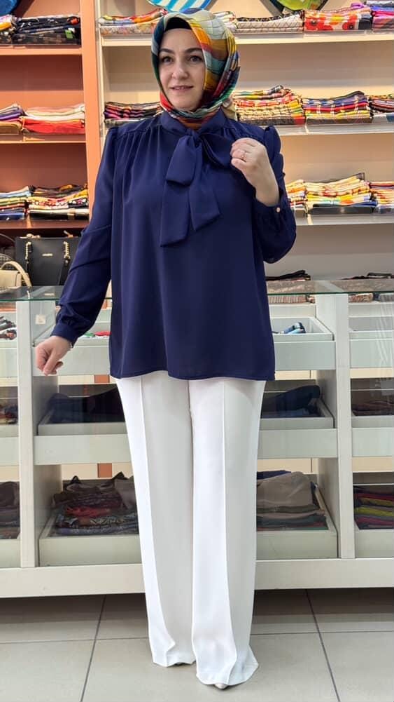 Armine Trend - Yakası Flar Detaylı Kısa Tunik Lacivert/30311