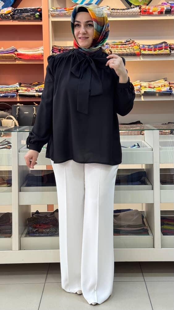 Armine Trend - Yakası Flar Detaylı Kısa Tunik Siyah/30311