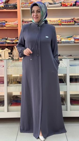 Yakası İp Detaylı Basic Ferace Antrasit/5325
