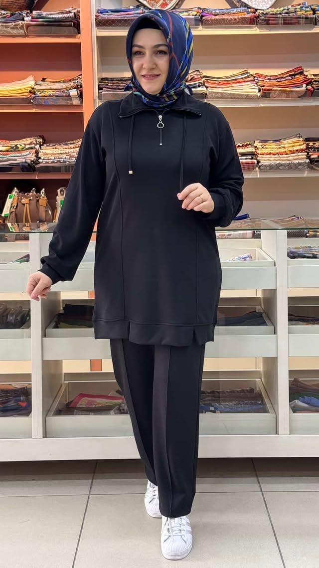 inza moda - Yakası İp Detaylı Takım Siyah/21771