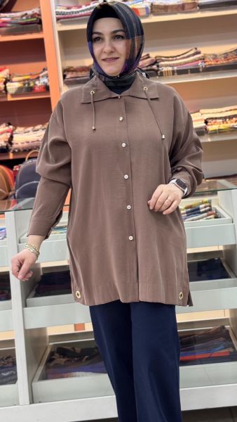 Yakası İp Detaylı Tunik Vizon /1882