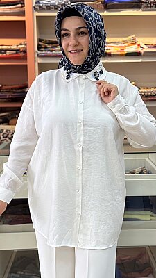 Yakası İşleme Detaylı Gömlek Ekru/ 3465 - Thumbnail