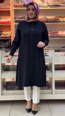 Esswap - Yakası Metal Detaylı Uzun Tunik Siyah/2311043