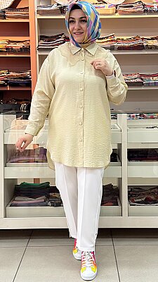 İnza Moda - Yakası Organze Tül Detaylı Tunik Taş/18830