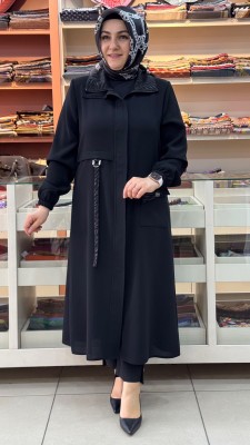 sar moda - Yakası Ve Cep Kapağı Zebra Desen Kap Siyah/30071