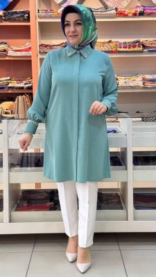 Gaze - Yakası ve Kolu Boncuk Detaylı Tunik Mint/4050