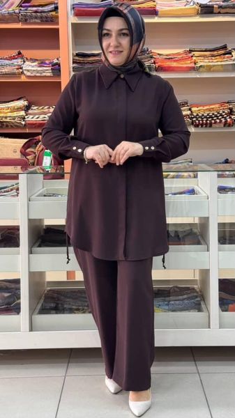 Yanları İp Detaylı Takım Acı Kahve/27133