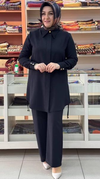 Yanları İp Detaylı Takım Siyah/27133